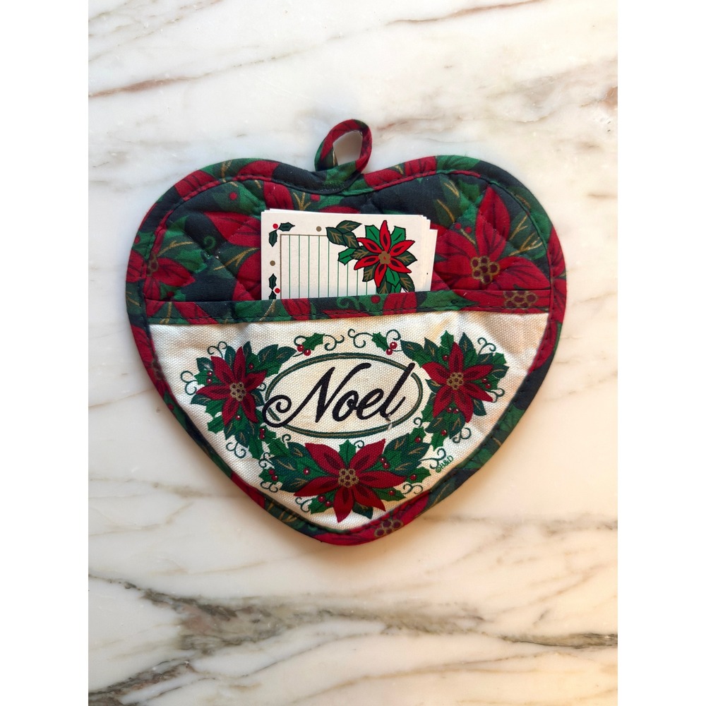Vintage 90s BB&D Noel Christmas Potholder Recipe Card Holder Set